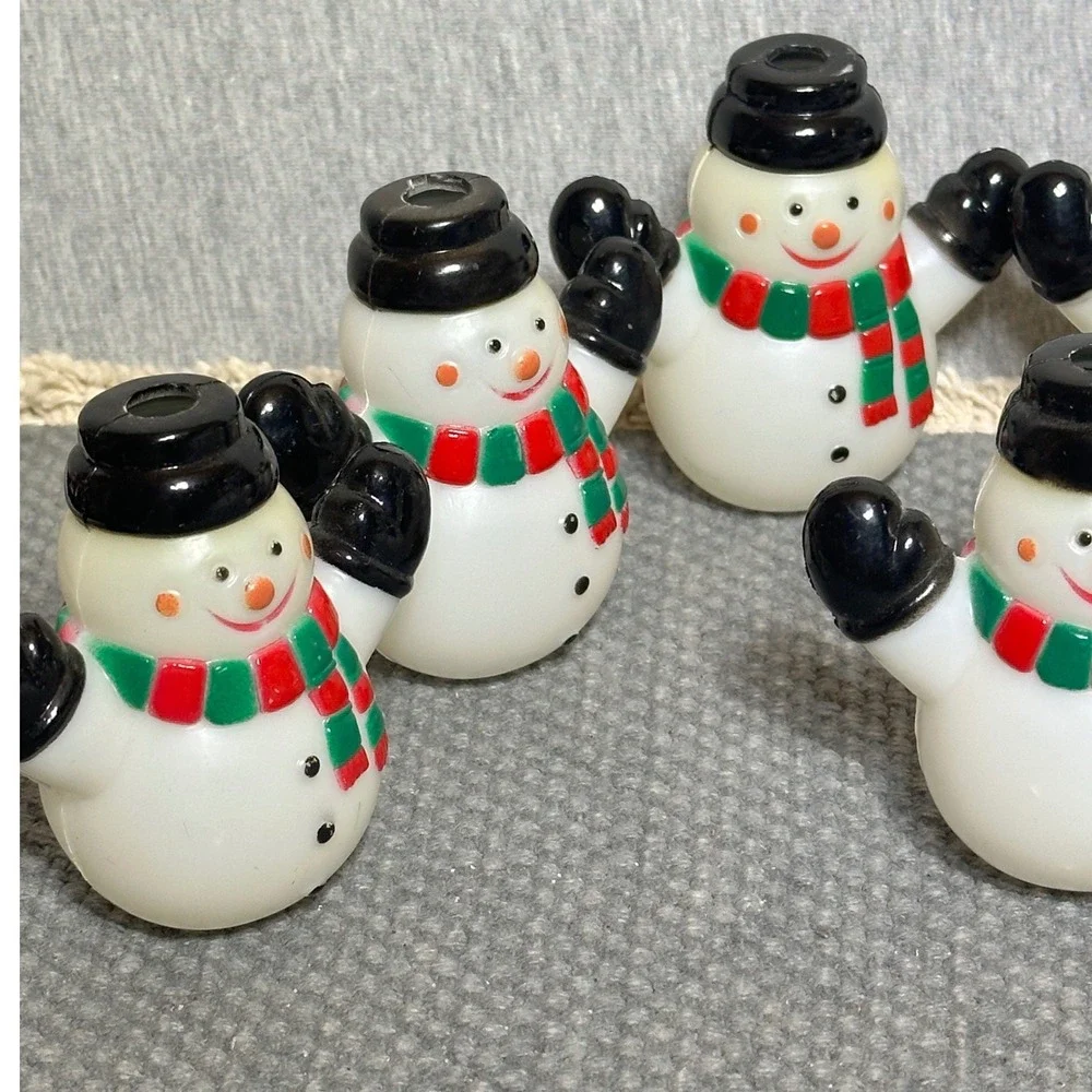 Lot of 10 Vintage Snowman Blow Mold Christmas Light Covers Red Green Scarf Hat